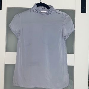 Powder baby blue silk Brooks Brother turtle neck blouse